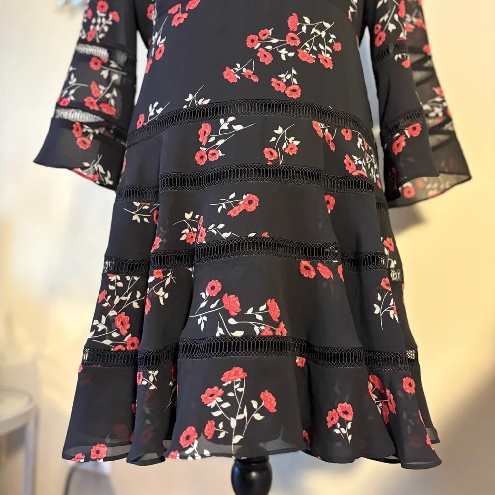 NWT Bardot Black Floral Long Sleeve Poppy Print Mini Dress - Picture 5 of 13